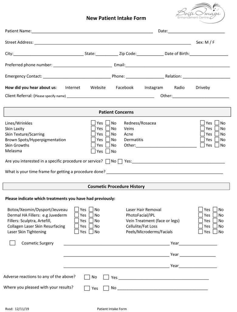Boise Image Client Intake Form